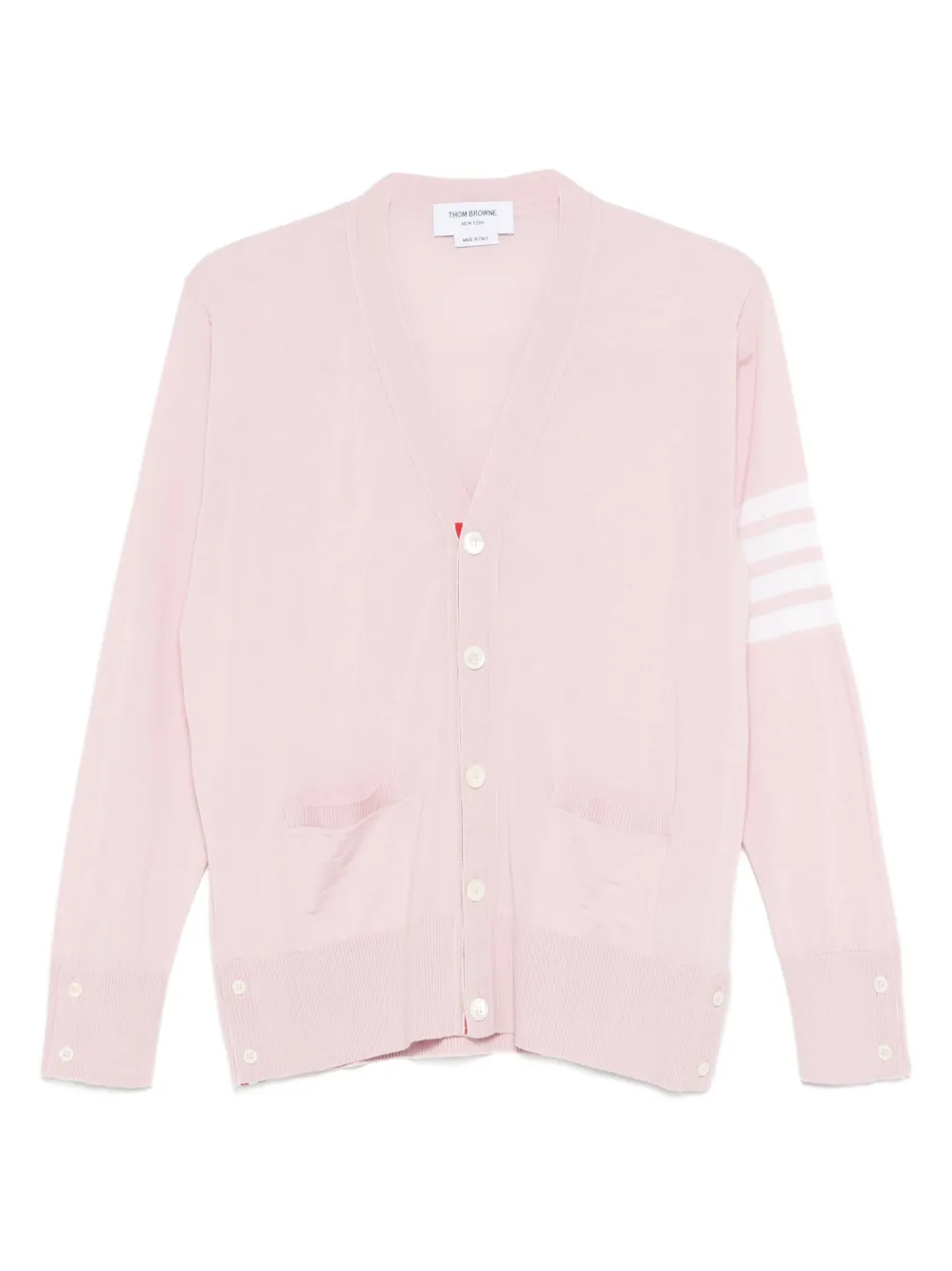 Thom Browne cardigan en maille fine à col v | rose | Image 1