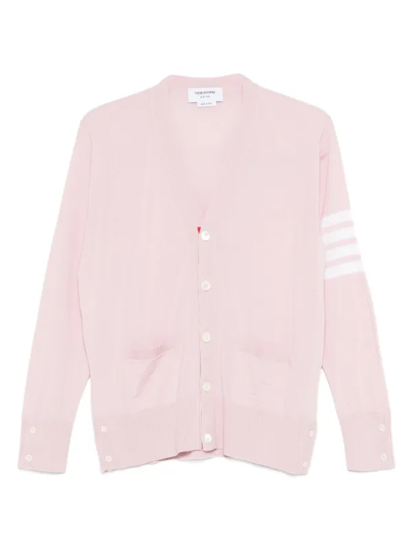 Thom Browne メリノウール 4BAR カーディガン | ピンク | FARFETCH JP