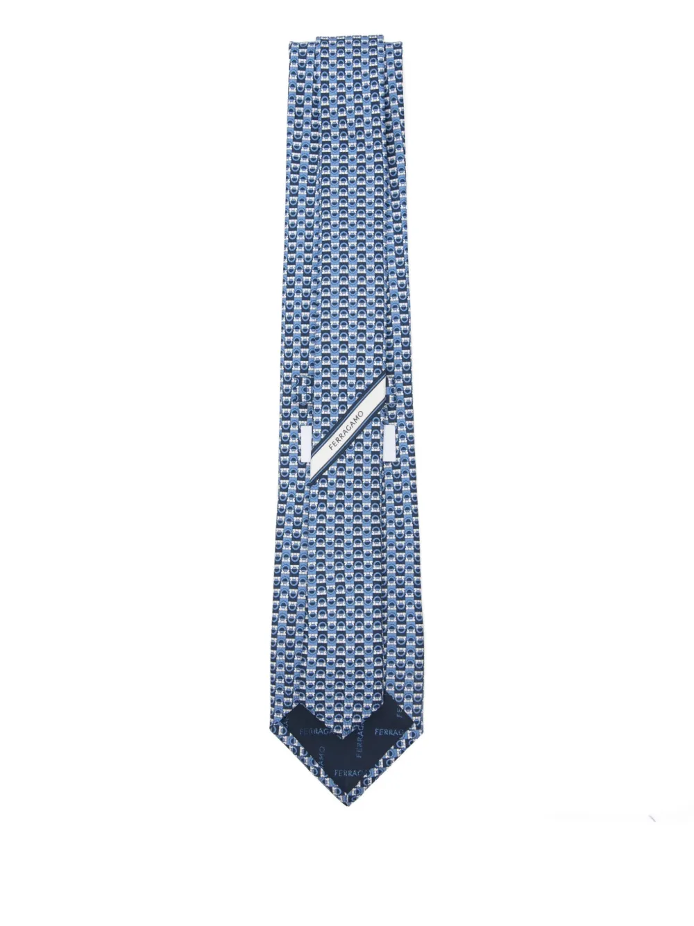 Ferragamo Gancini-patterned tie - Blauw
