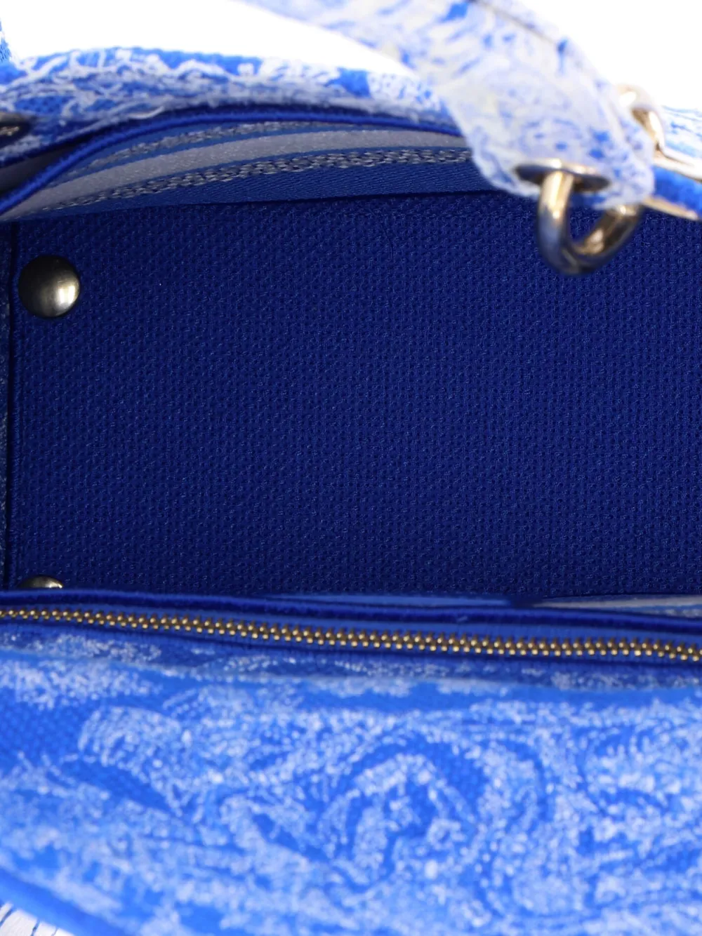 Pre-owned Dior Toile De Jouy Lady D-lite Bag Embroidered Canvas Tote Bag In Blue