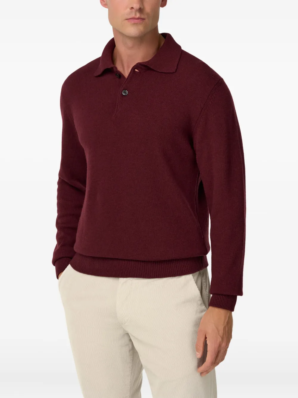Boggi Milano Poloshirt met lange mouwen Rood