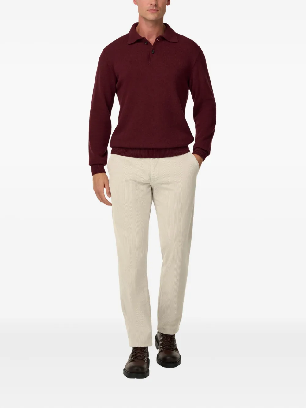 Boggi Milano Poloshirt met lange mouwen - Rood