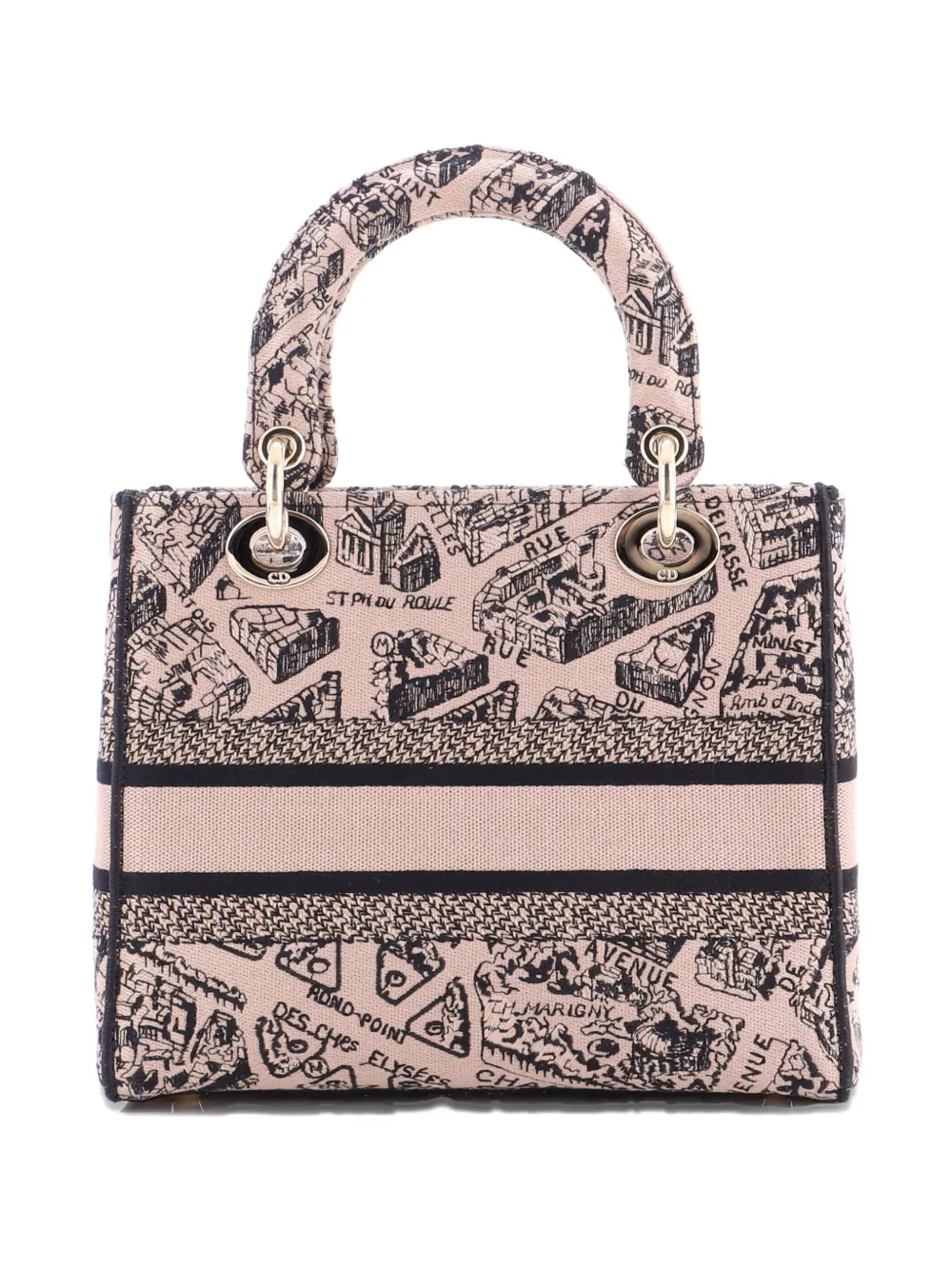 Pre-owned Dior Lady D-lite Bag Embroidered Canvas Medium Satchel
