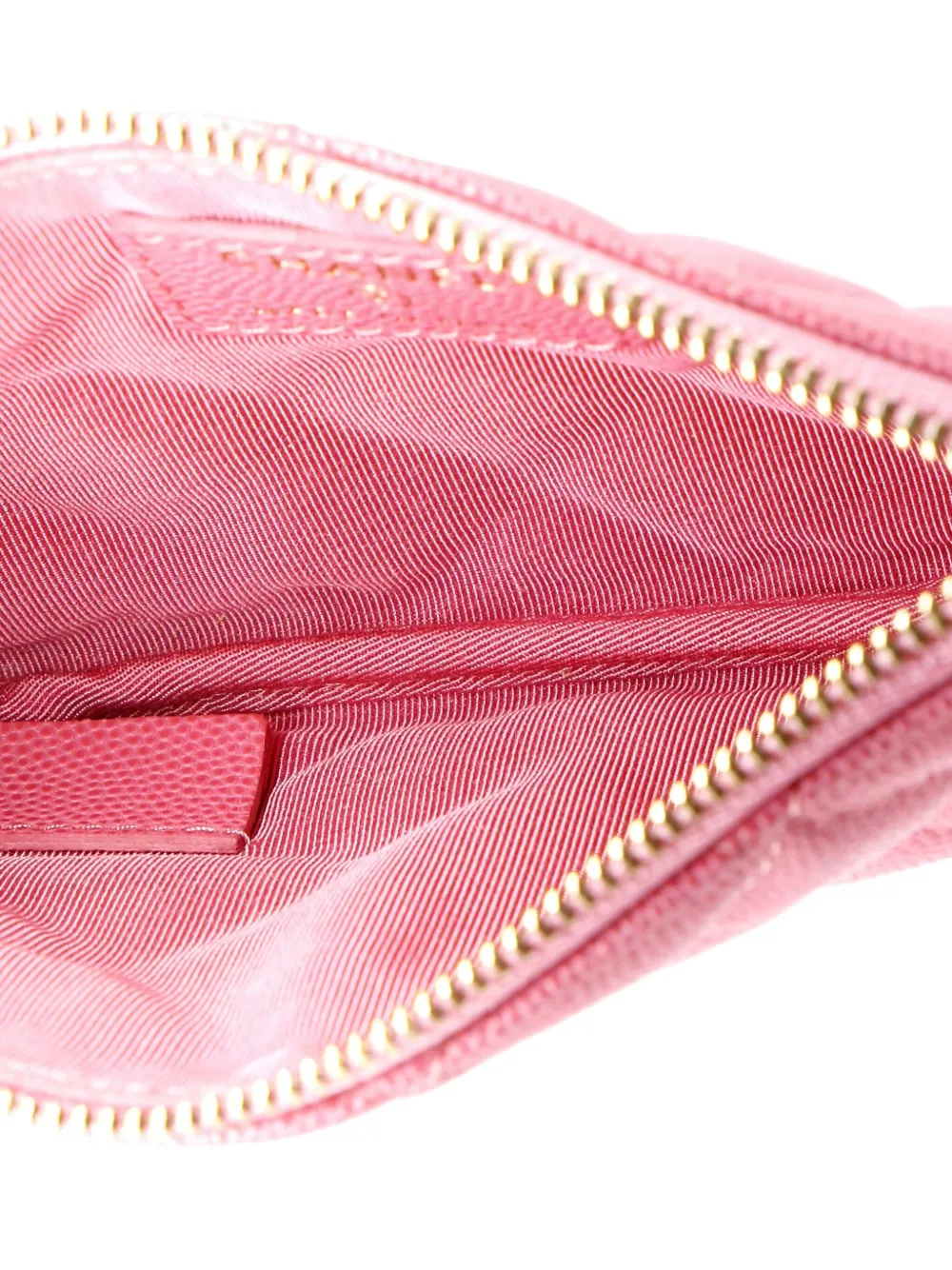 Pre-owned Chanel Classic O Case Quilted Caviar Mini Pouch In Pink