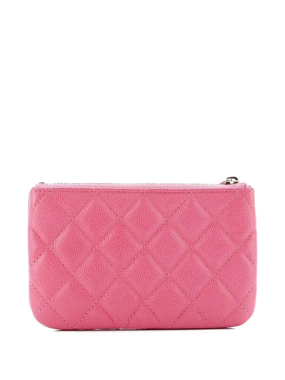 Pre-owned Chanel Classic O Case Quilted Caviar Mini Pouch In Pink