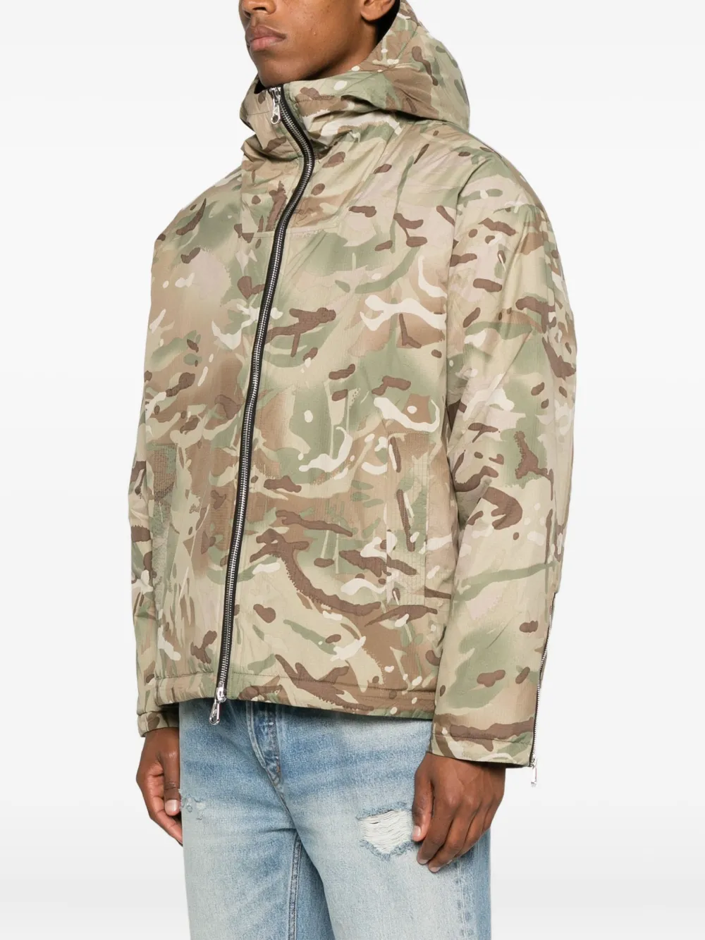 Cole Buxton Camouflage Zip Jacket In Brown