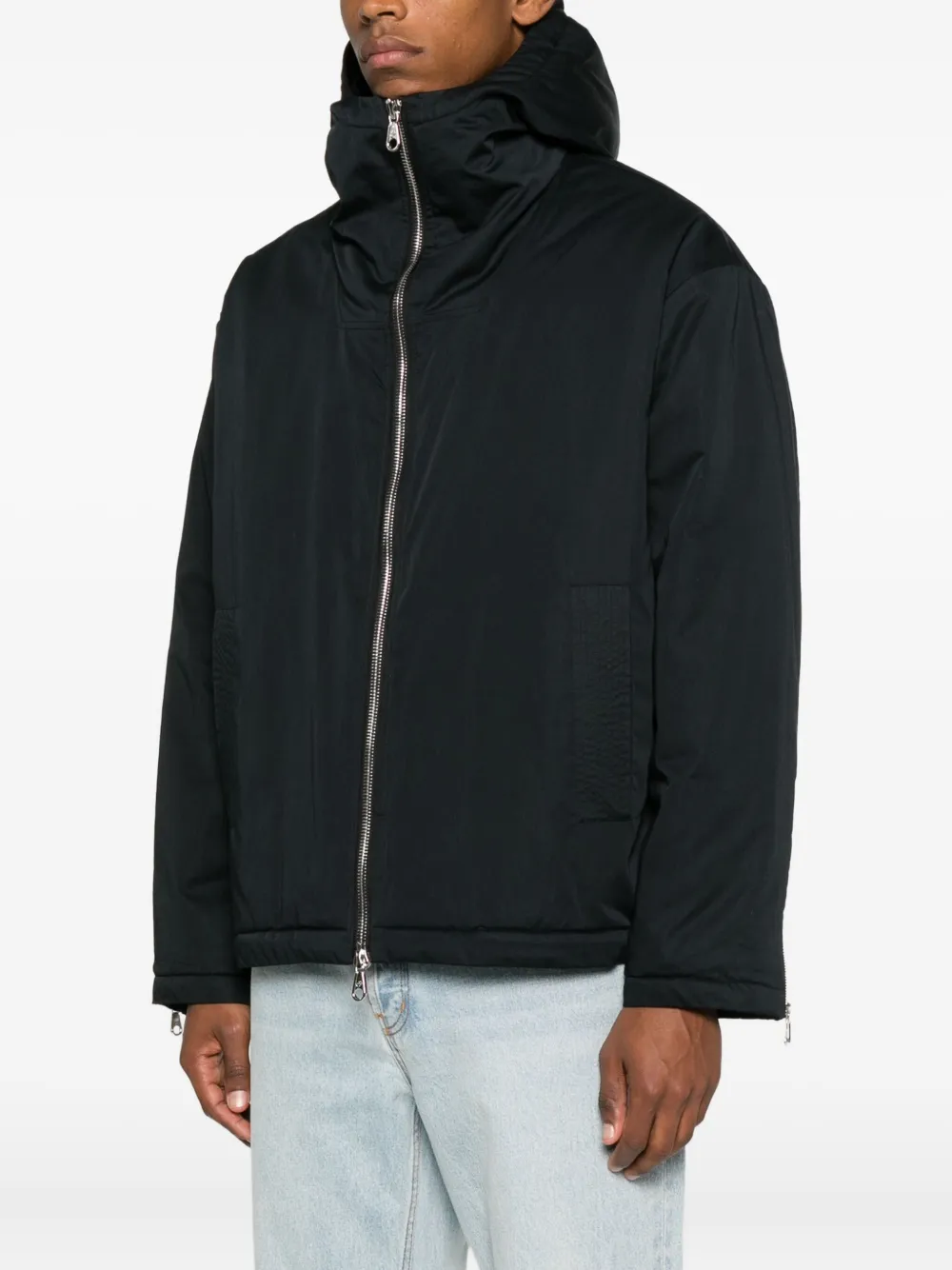 Cole Buxton Hooded Zip Jacket In Black
