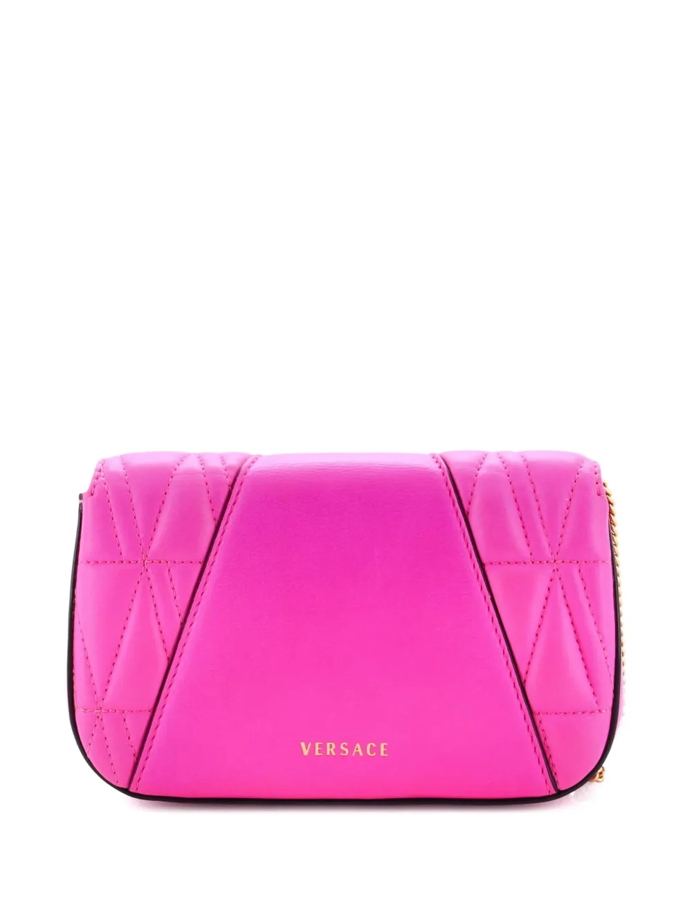 Pre-owned Versace Virtus On Chain Quilted Leather Clutch Bag