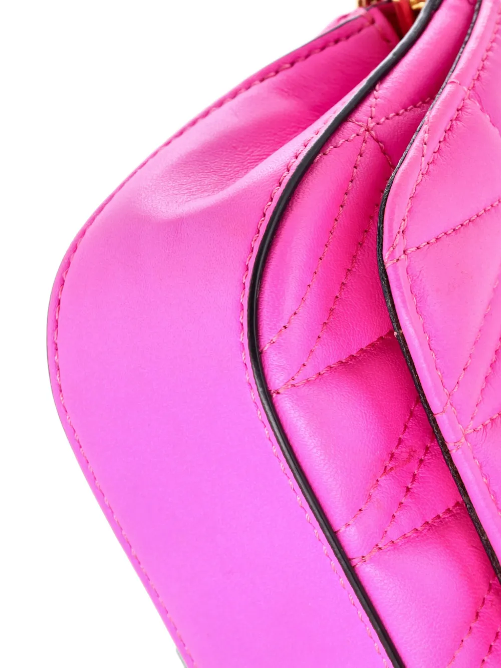 Pre-owned Versace Virtus On Chain Quilted Leather Clutch Bag