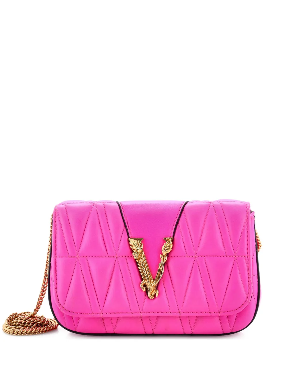 Versace Pre-Owned Virtus on Chain Quilted Leather clutch bag - ピンク Versace Pre-Owned Virtus on Chain Quilted Leather clutch bag - ピンク
