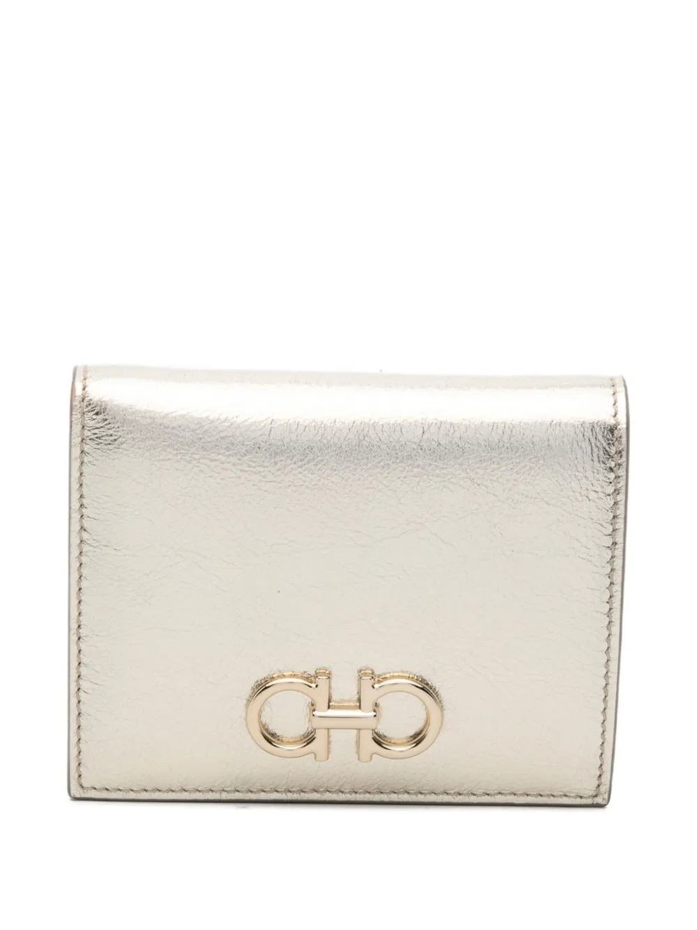 Ferragamo Logo-plaque Wallet In Gold