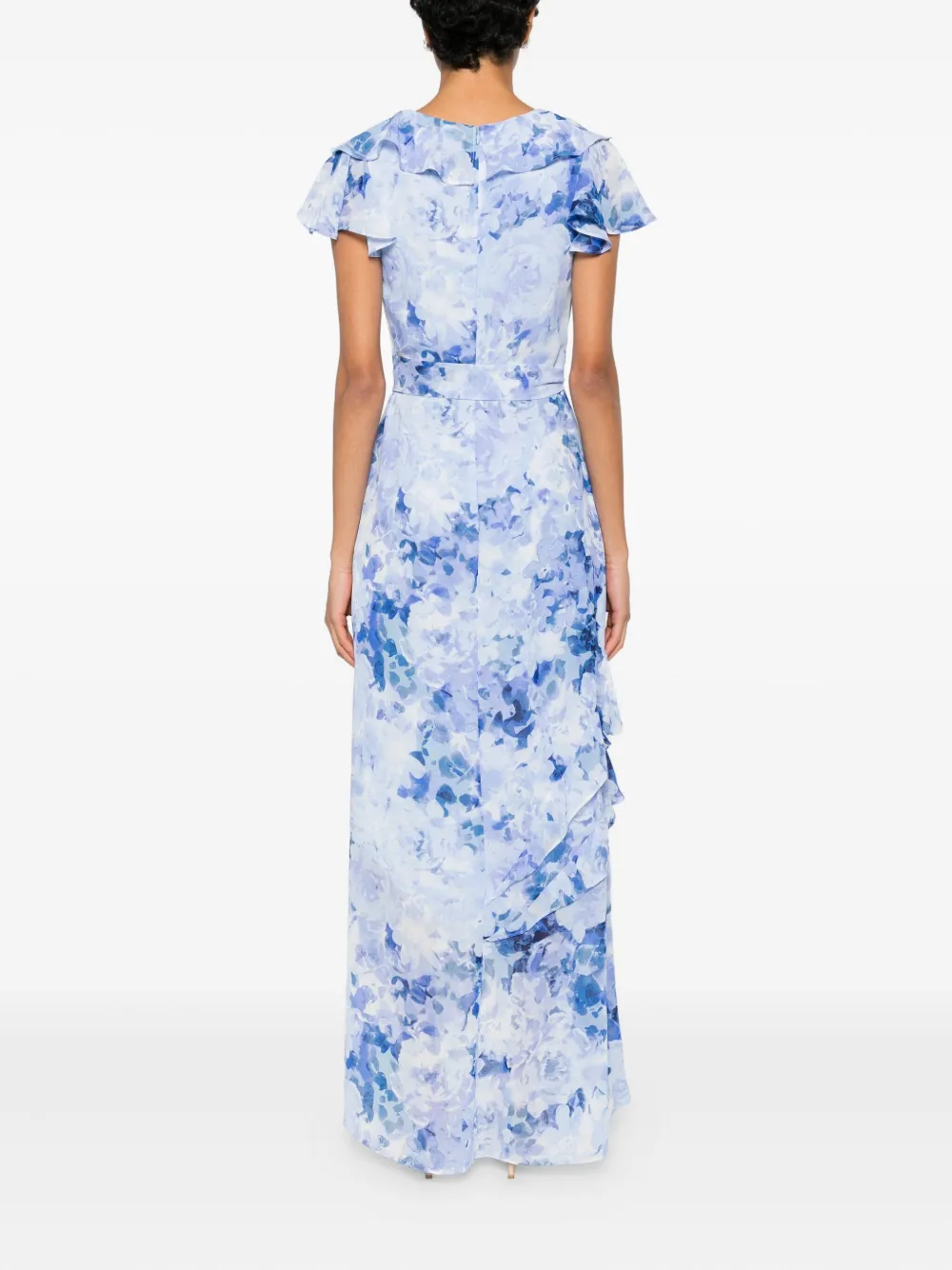 ELIZA J Jurk met ruches en bloemenprint Blauw