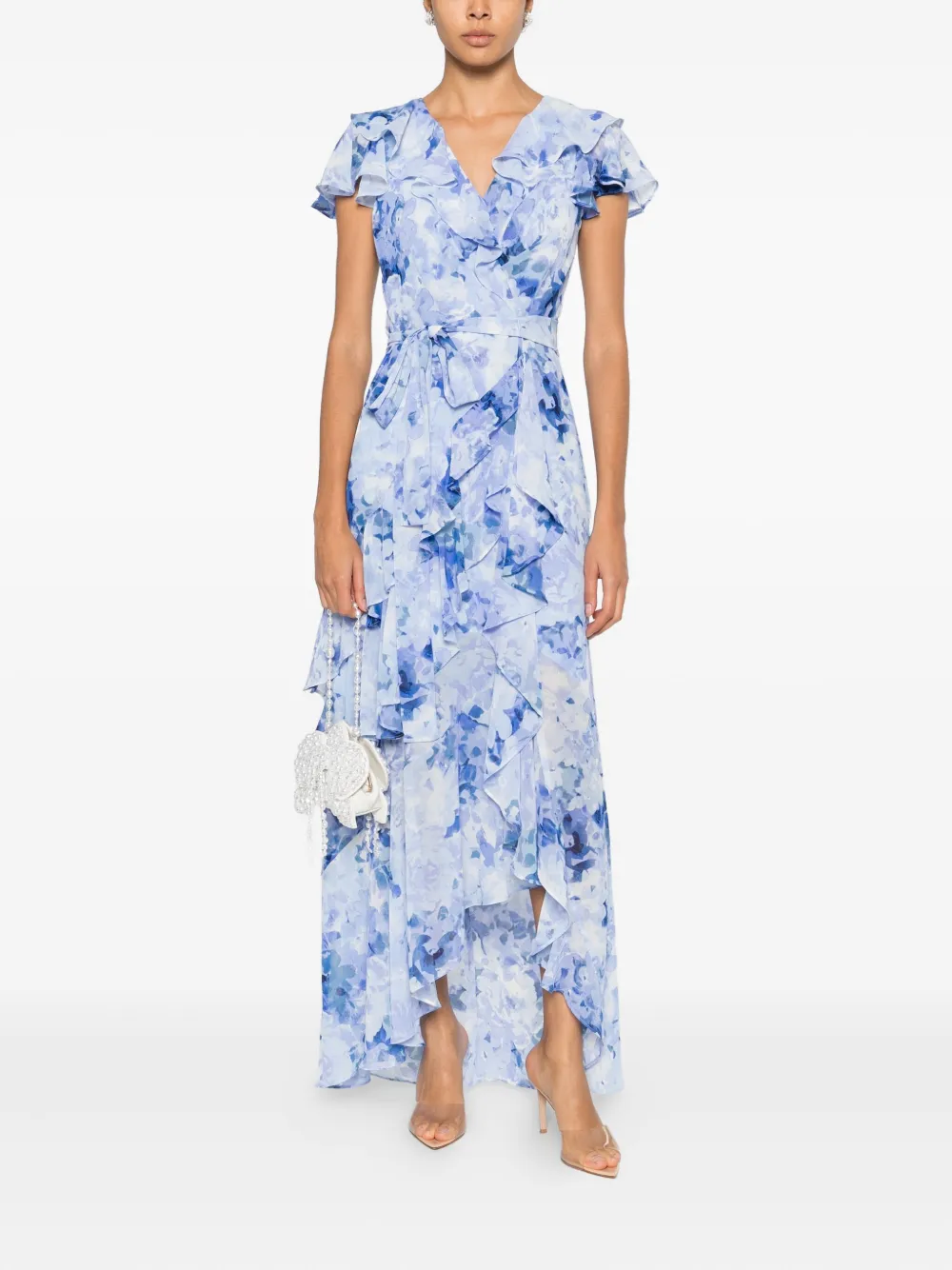 ELIZA J ruffled floral dress - Blauw