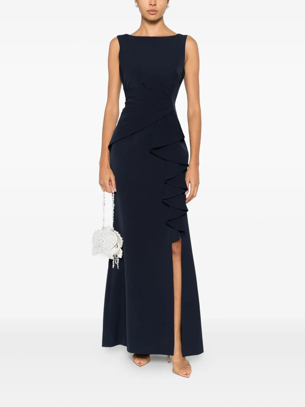 ELIZA J ruffled slit maxi dress - Blauw
