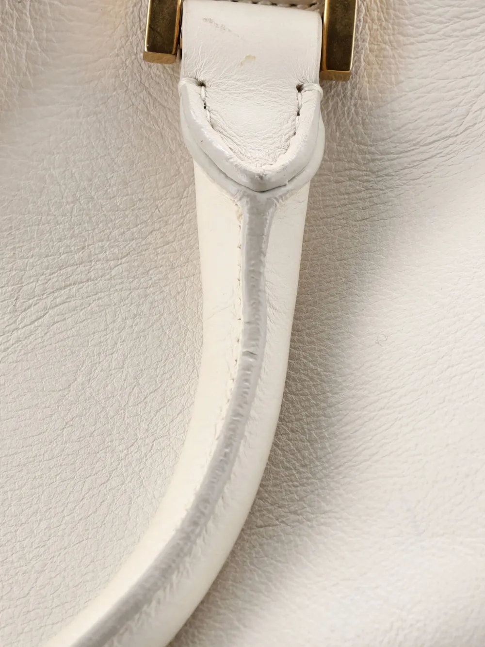Pre-owned Saint Laurent Classic Y Cabas Leather Small Satchel In White