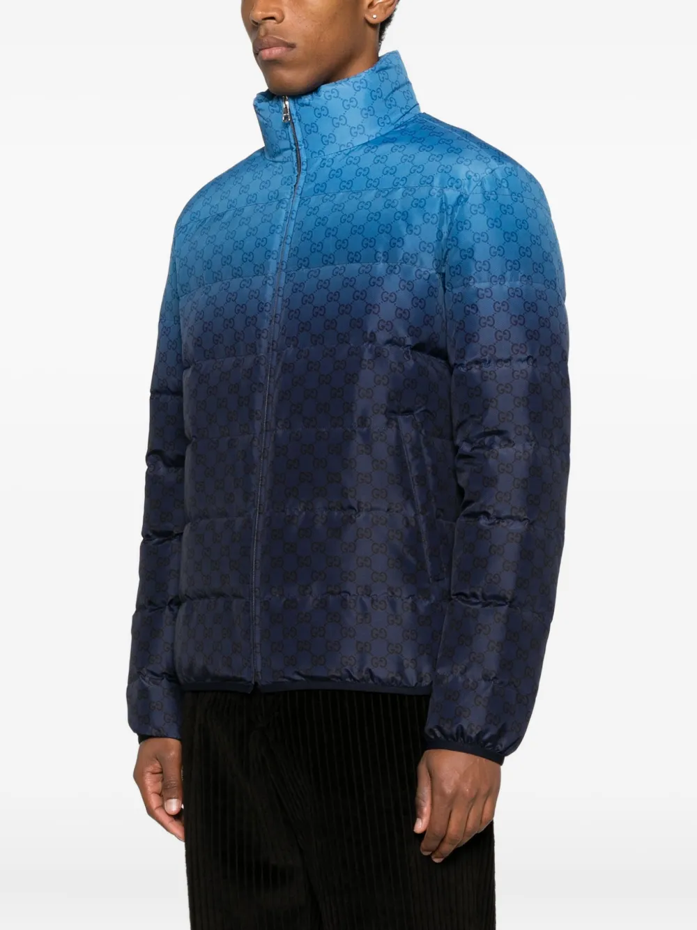 Gucci Monogram Puffer Jacket In Blue