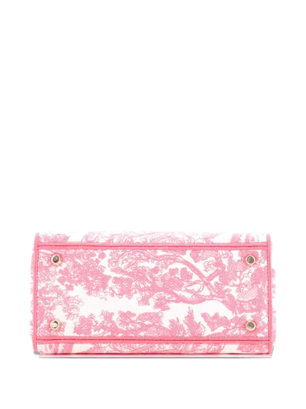 Pre-owned Dior Toile De Jouy Lady D-lite Bag Embroidered Canvas Tote Bag In Pink