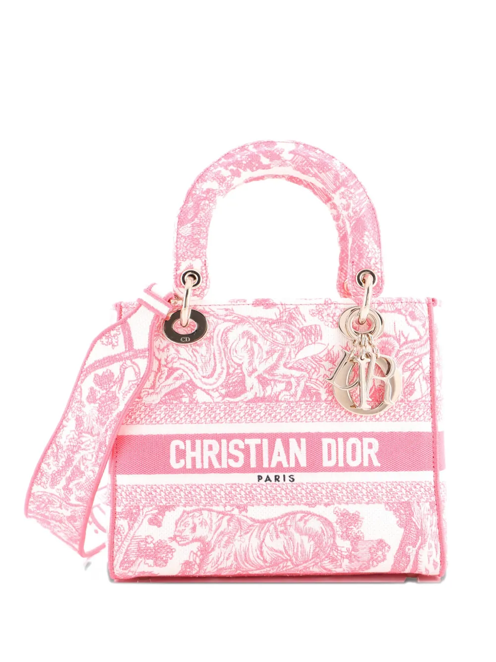Christian Dior Pre-Owned Toile de Jouy Lady D-Lite Bag Embroidered Canvas tote bag - Rosa