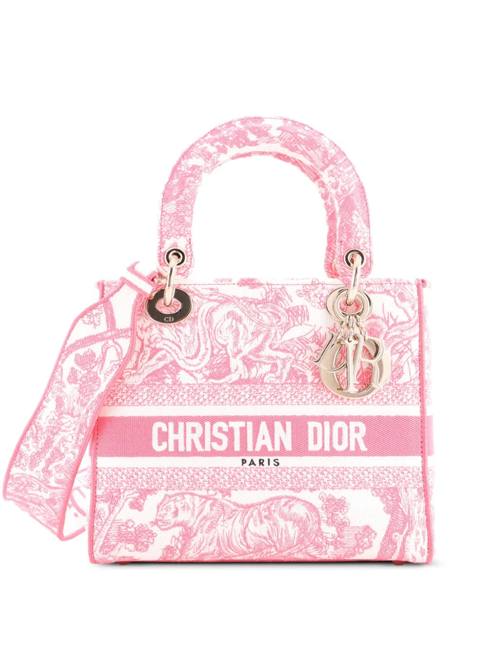 Christian Dior Pre-Owned Toile de Jouy Lady D-Lite Bag Embroidered