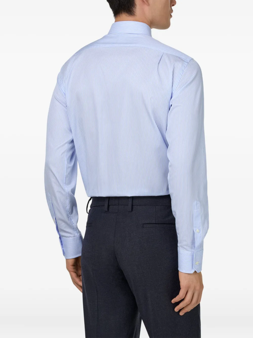 Boggi Milano Gestreept katoenen overhemd Blauw
