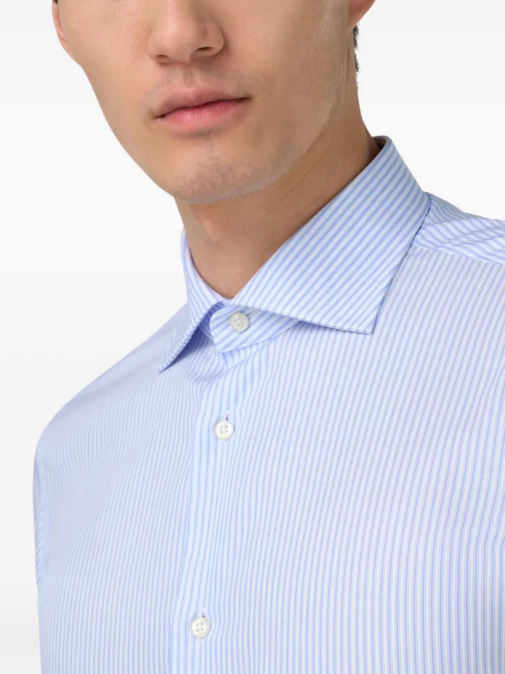 Boggi Milano Gestreept katoenen overhemd Blauw