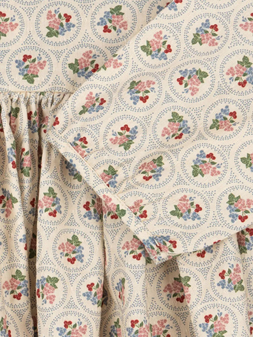 Konges Sløjd Jurk met ruches en bloemenprint Beige