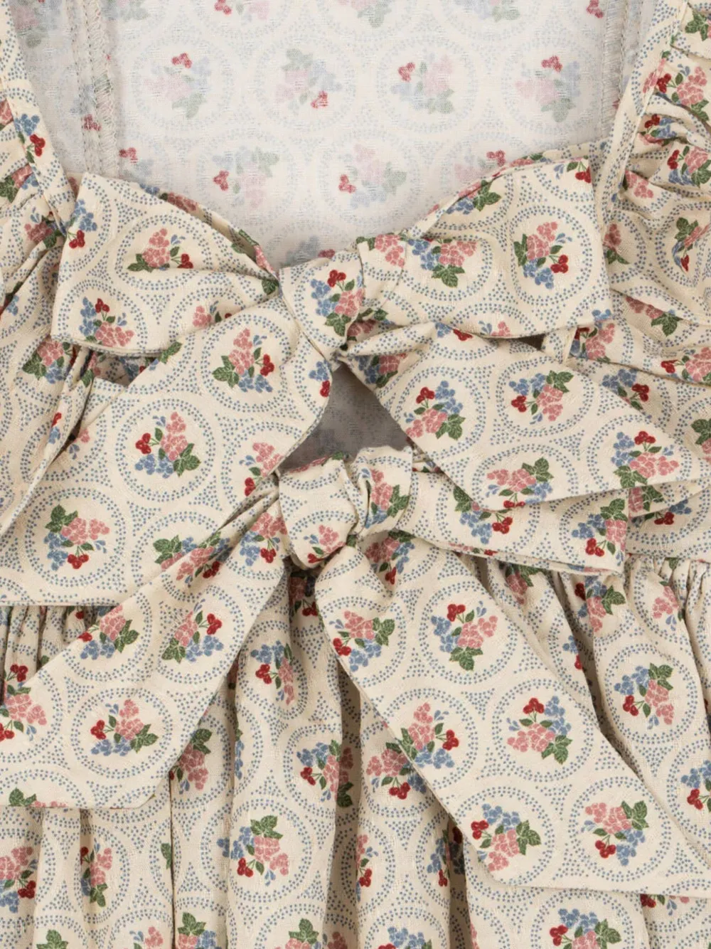 Konges Sløjd Jurk met ruches en bloemenprint Beige