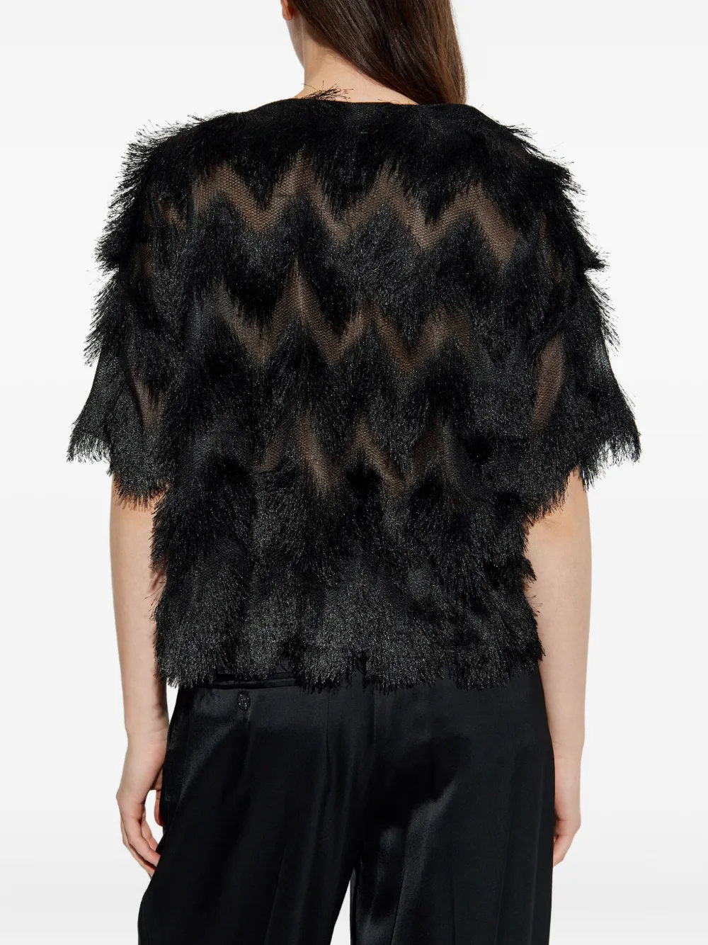 Munthe Rossi Fringed Blouse In Black