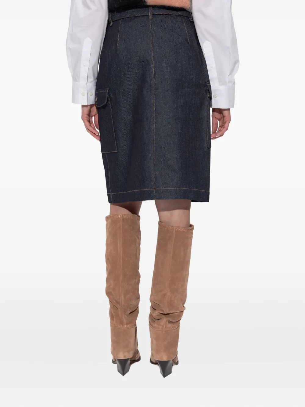 MUNTHE Raina midi-rok met ceintuur en knopen Blauw