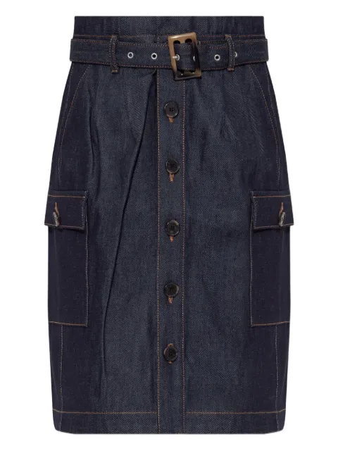 MUNTHE Raina belted buttoned midi skirt