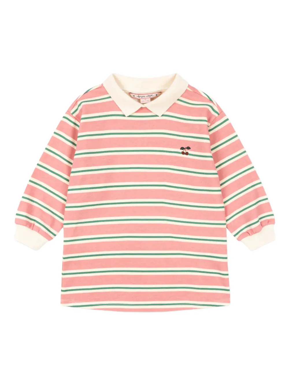 Konges Sløjd striped-pattern cherry-embroidered dress | Pink | Image 1