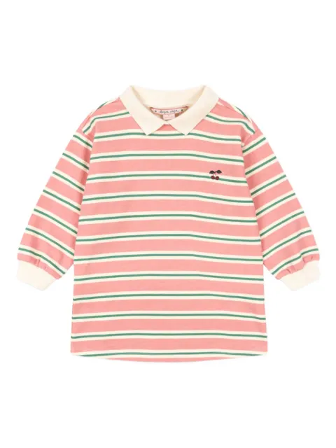 Konges Sløjd vestido con cerezas bordadas y motivo de rayas