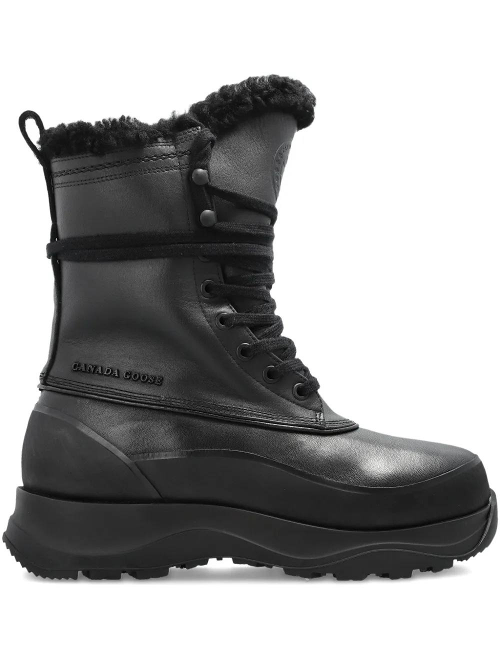 Canada Goose Fur-trim Lace-up Boots In Black