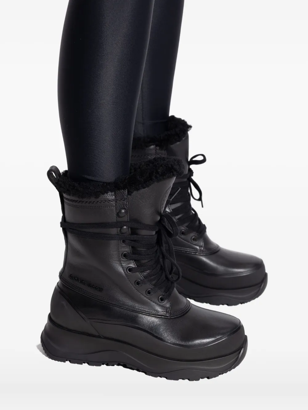Canada Goose Fur-trim Lace-up Boots In Black