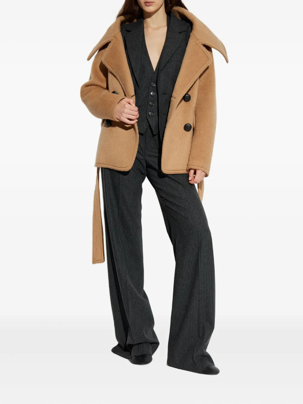 Dsquared2 Belted Double-breasted Jacket In Neutral