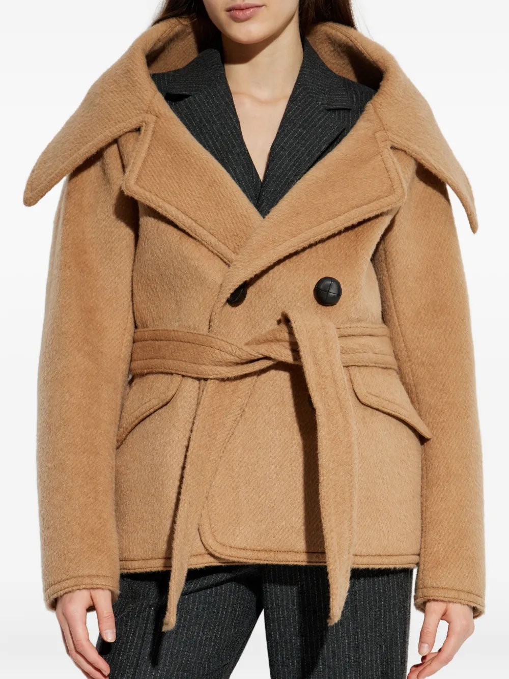 Dsquared2 Belted Double-breasted Jacket In Neutral