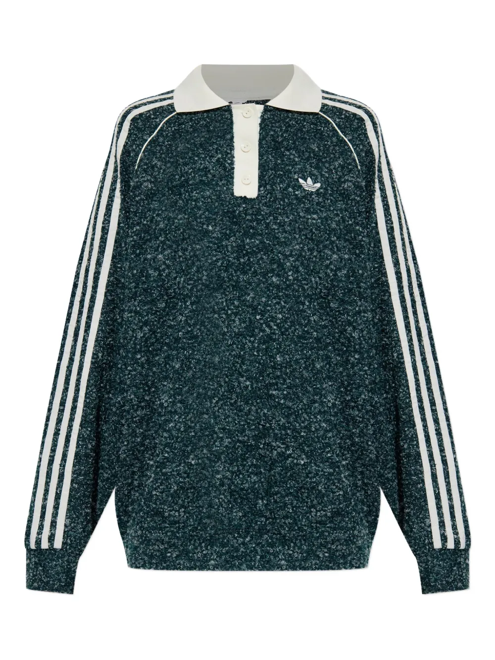 Adidas Originals Long-sleeve Polo-collar Sweater In Green