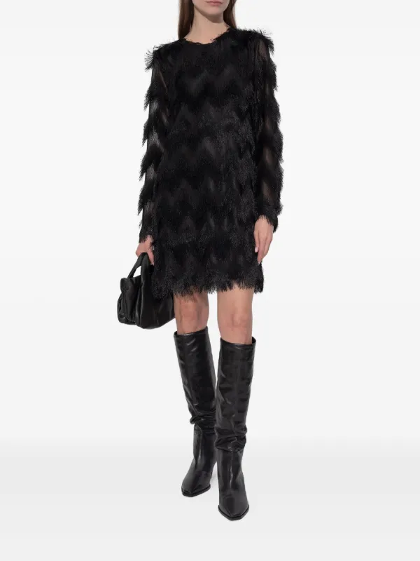 chinese dress ladies Fringe Full Sleeve Bias Dress Black main image 0