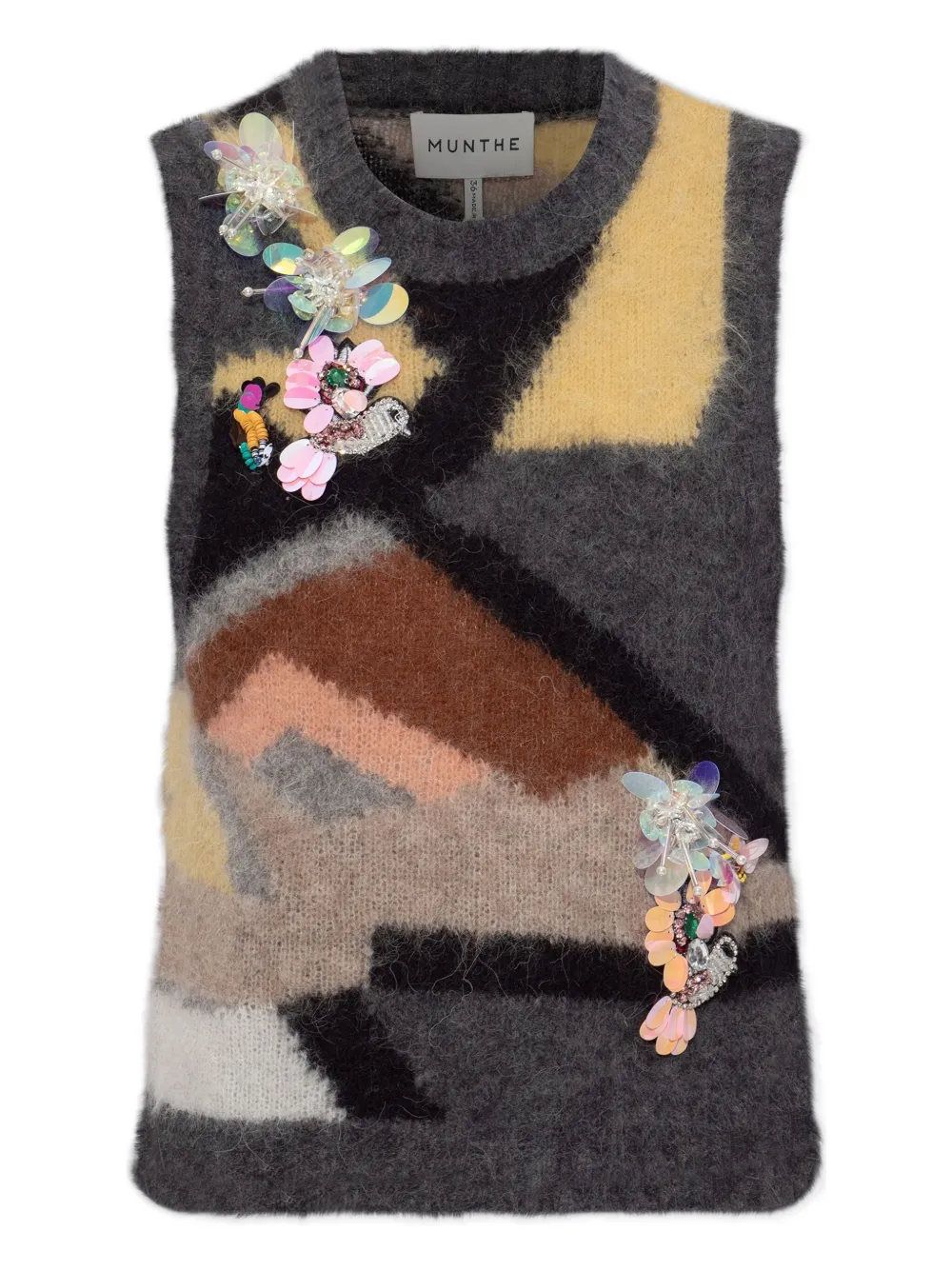 MUNTHE Rubble embellished vest | Grey | Image 1