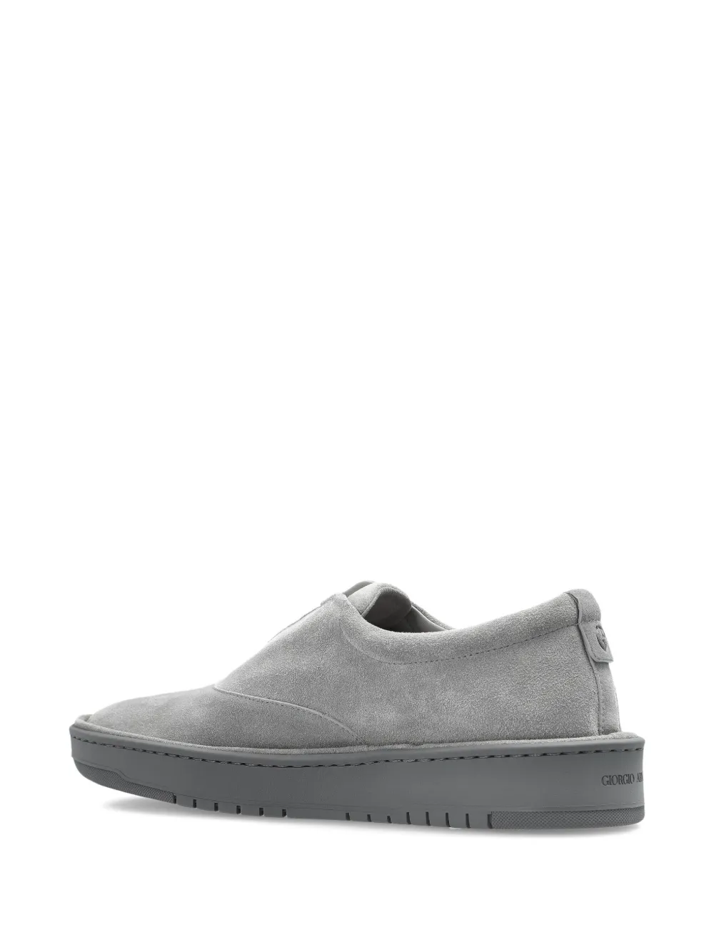 Giorgio Armani Slip-on Leather Sneakers In Gray