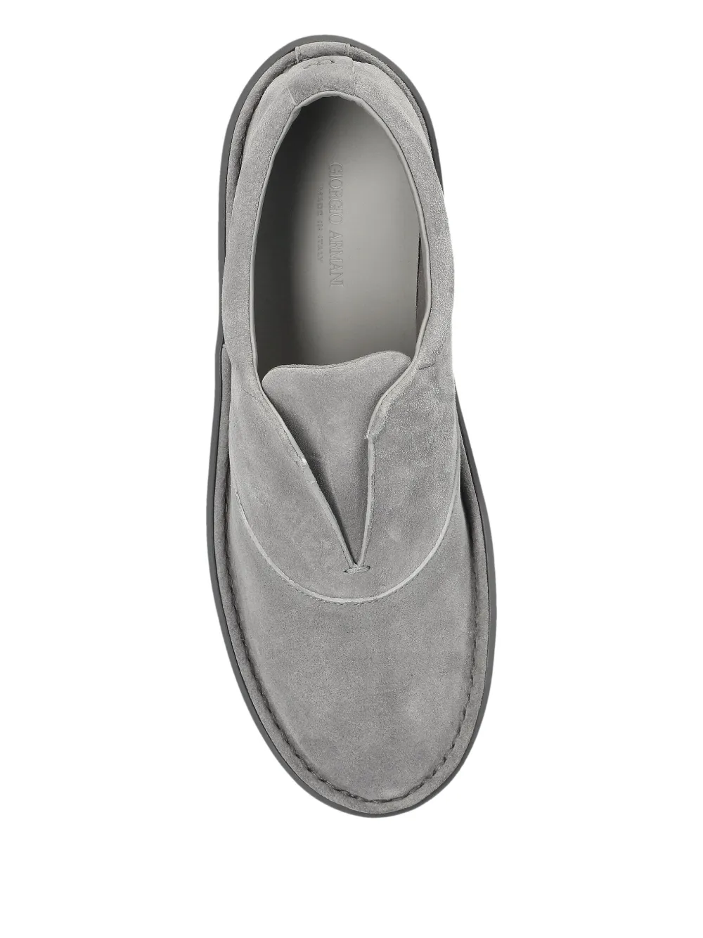 Giorgio Armani Slip-on Leather Sneakers In Gray