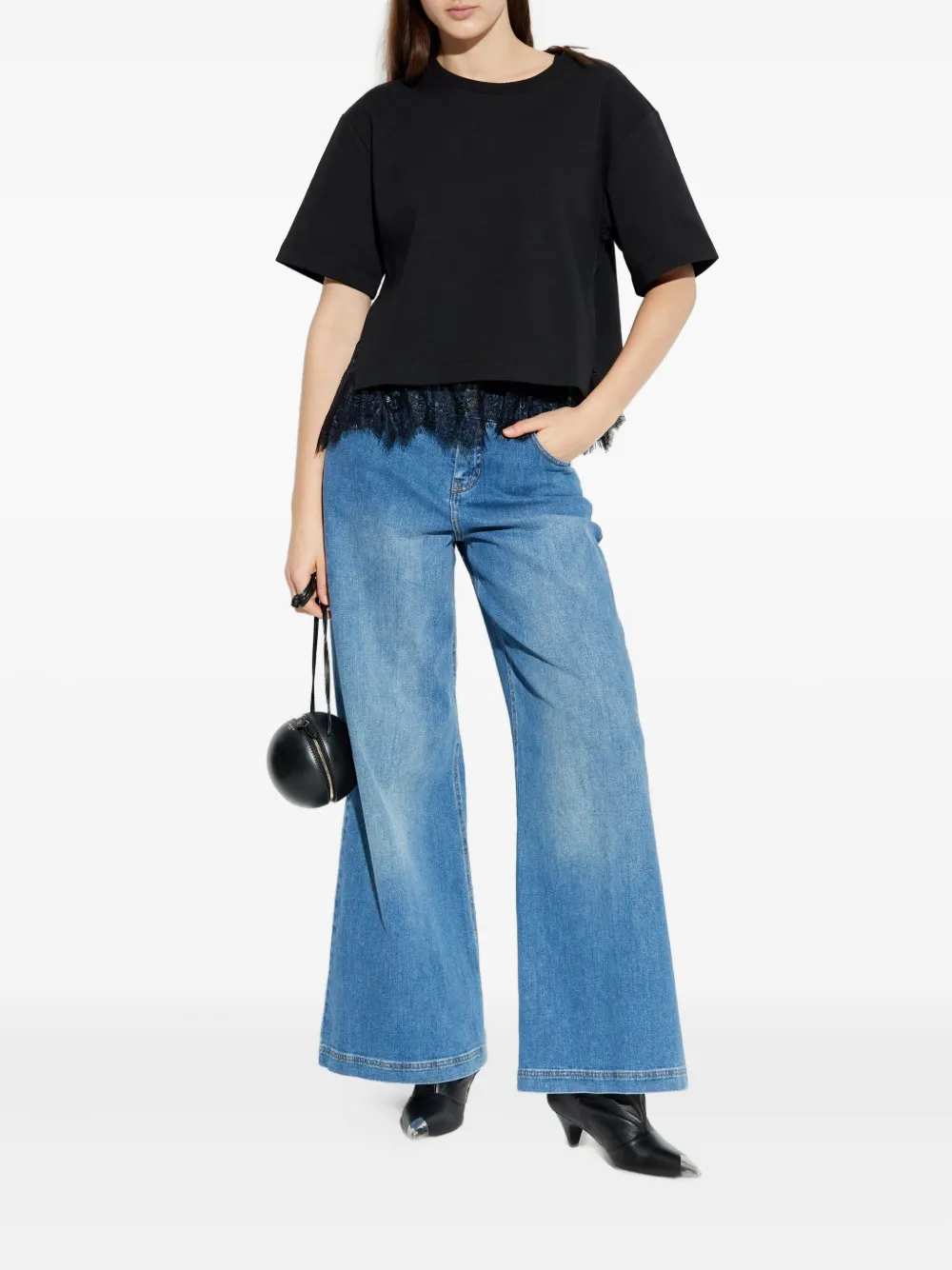 Munthe Rach Lace-trim T-shirt In Black