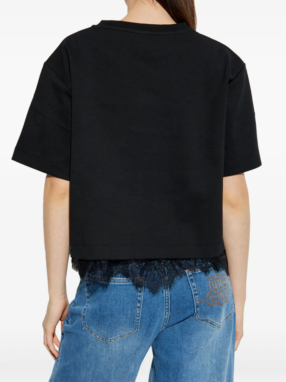Munthe Rach Lace-trim T-shirt In Black
