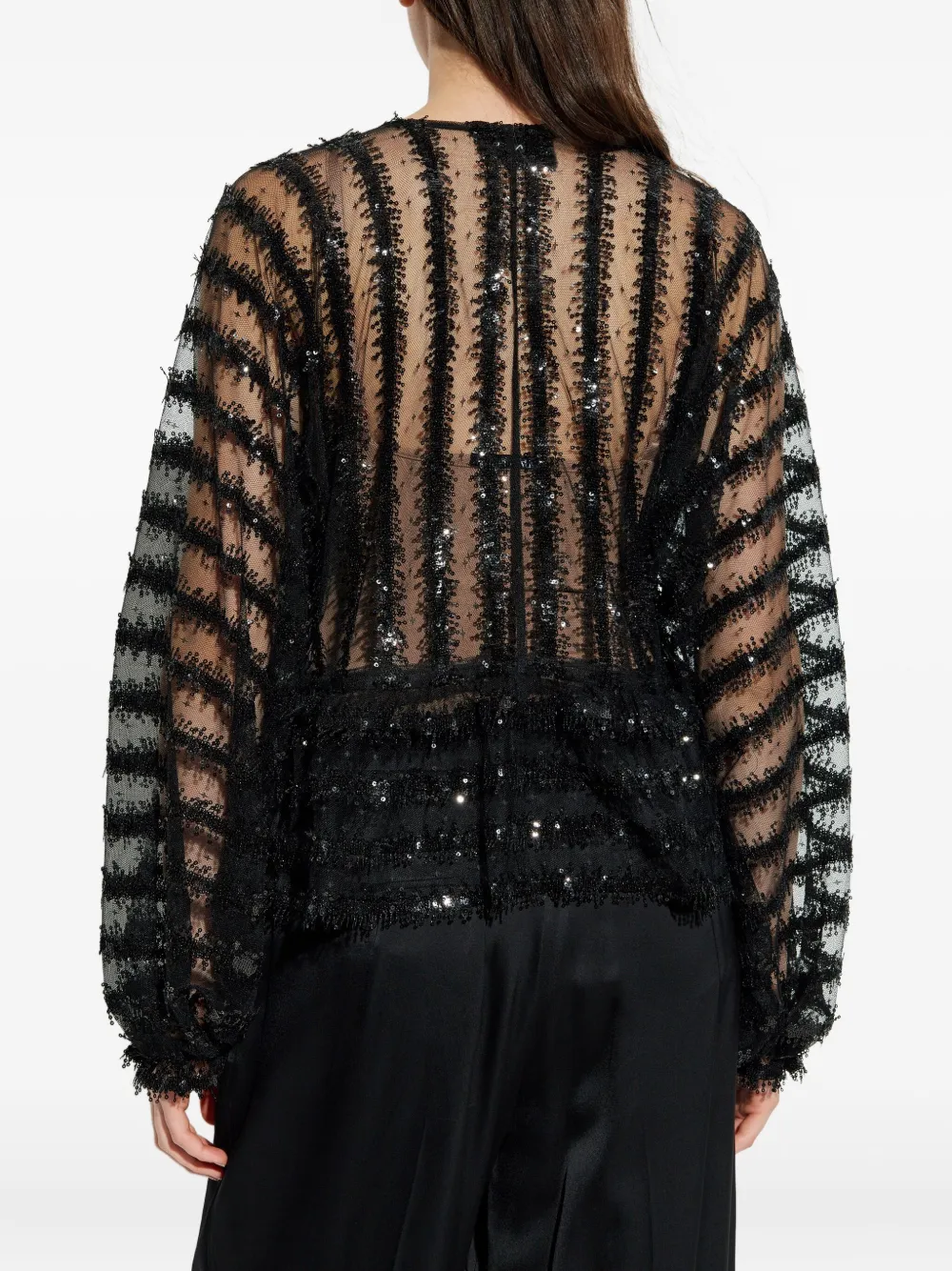 MUNTHE Remona blouse verfraaid met pailletten Zwart