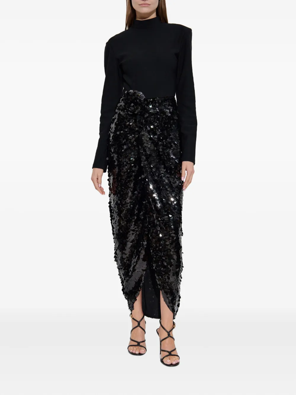 ROTATE BIRGER CHRISTENSEN knot-detail sequin maxi dress - Zwart