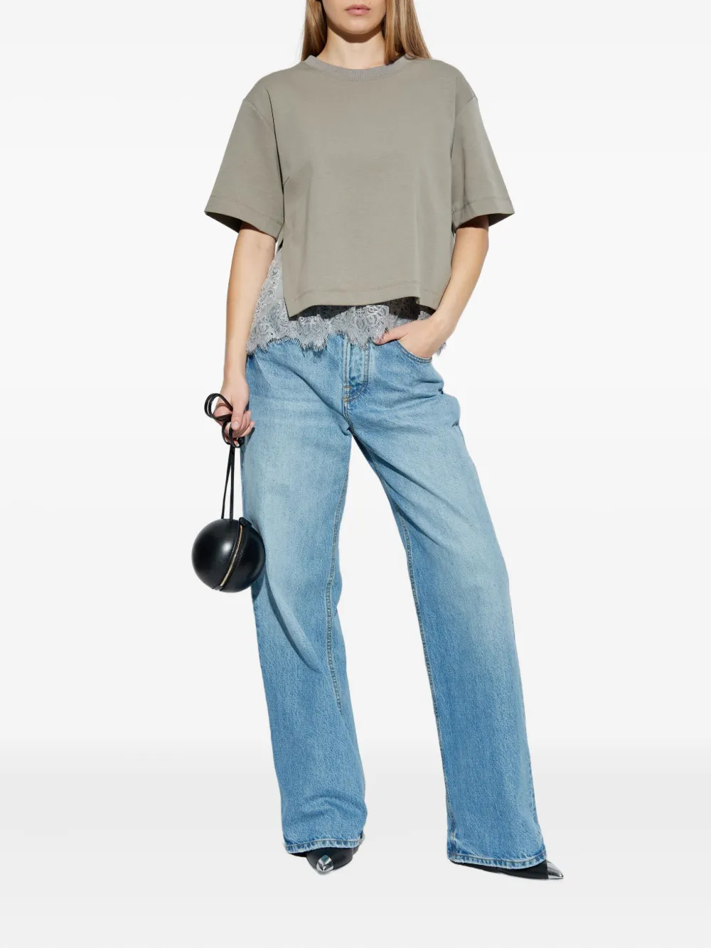 Munthe Lace-trim T-shirt In Brown