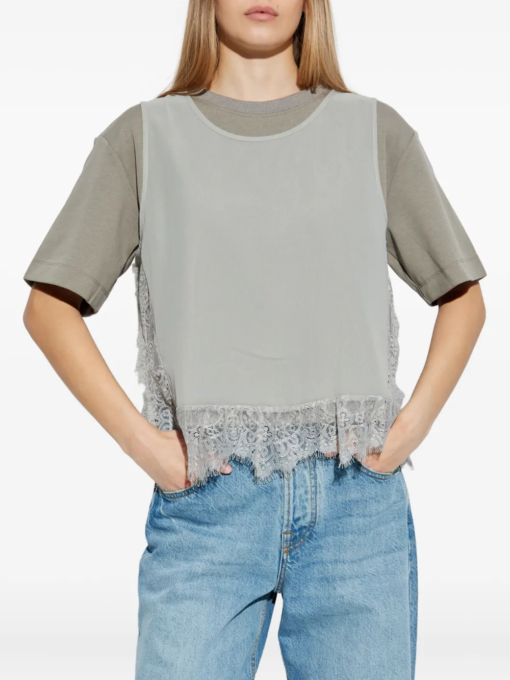 Munthe Lace-trim T-shirt In Brown