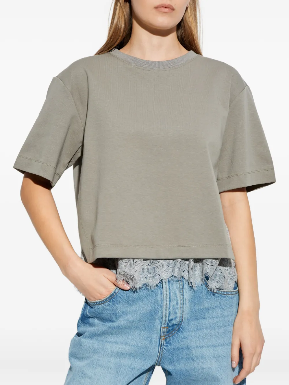 Munthe Lace-trim T-shirt In Brown
