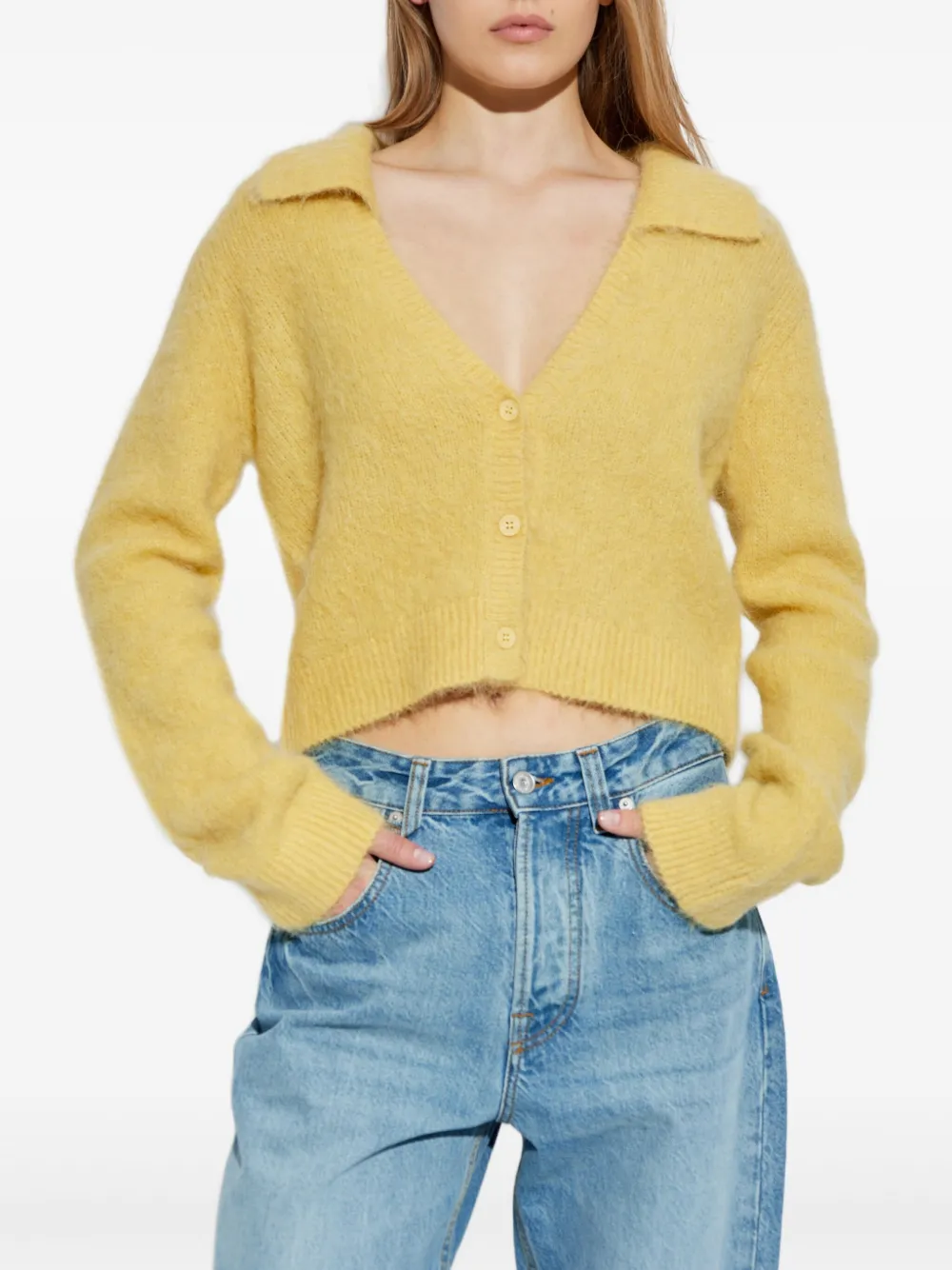 MUNTHE Roxas vest met knopen Geel