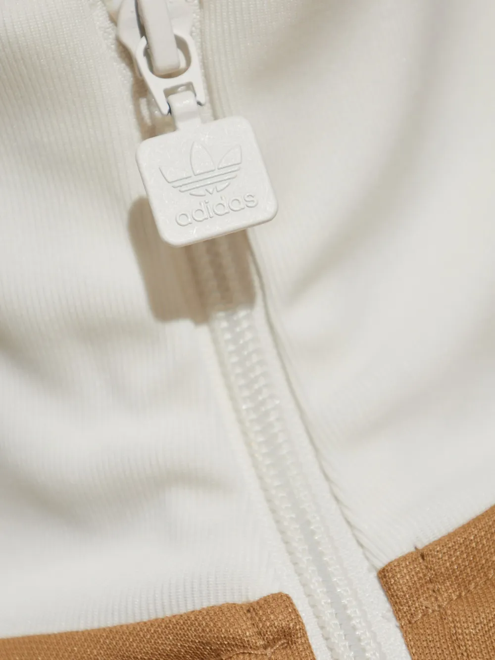 Adidas Originals Knitted-sleeve Zip-up Sweatshirt In Brown